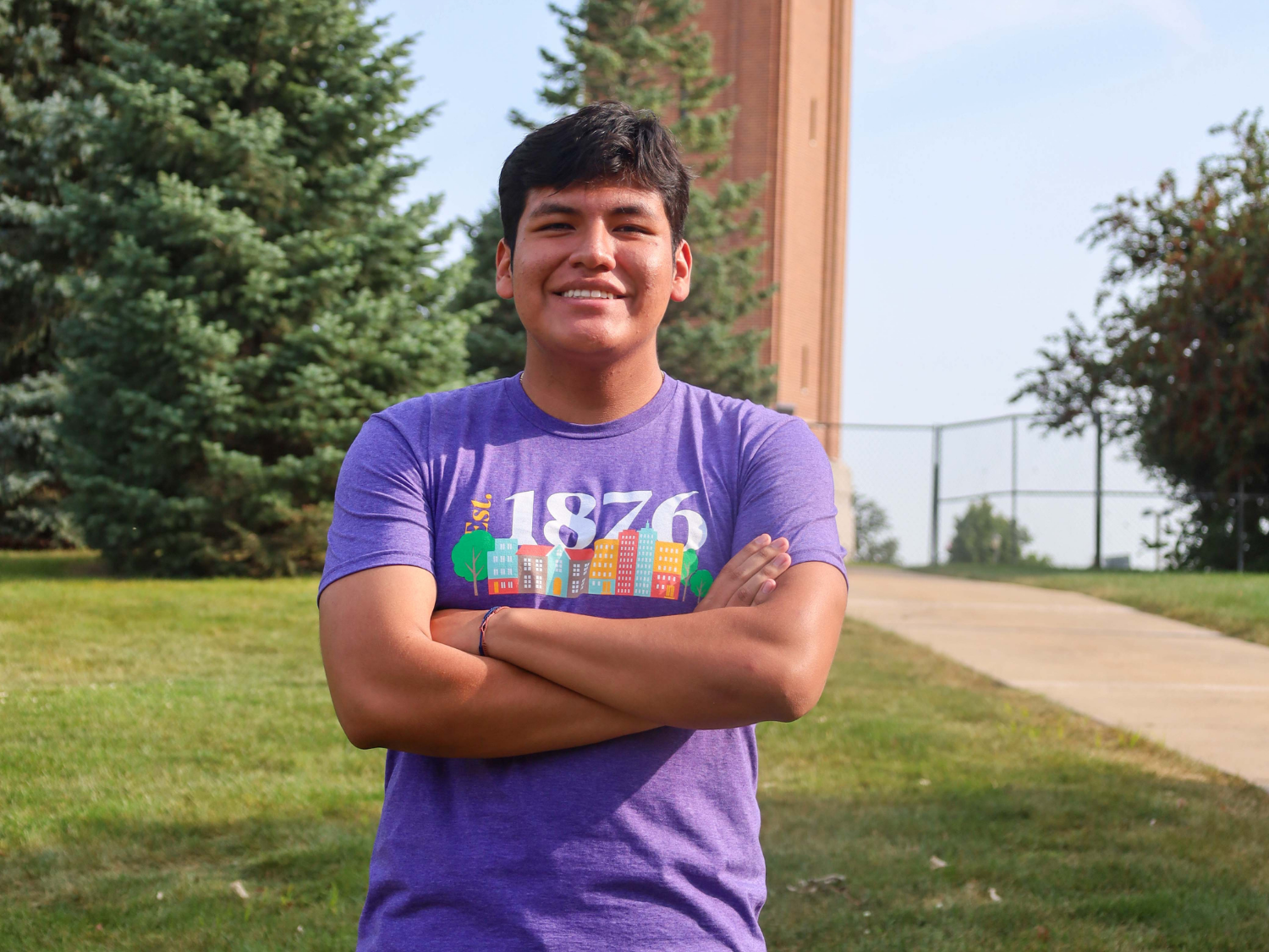 Sebastian standing in front of the Campanile.