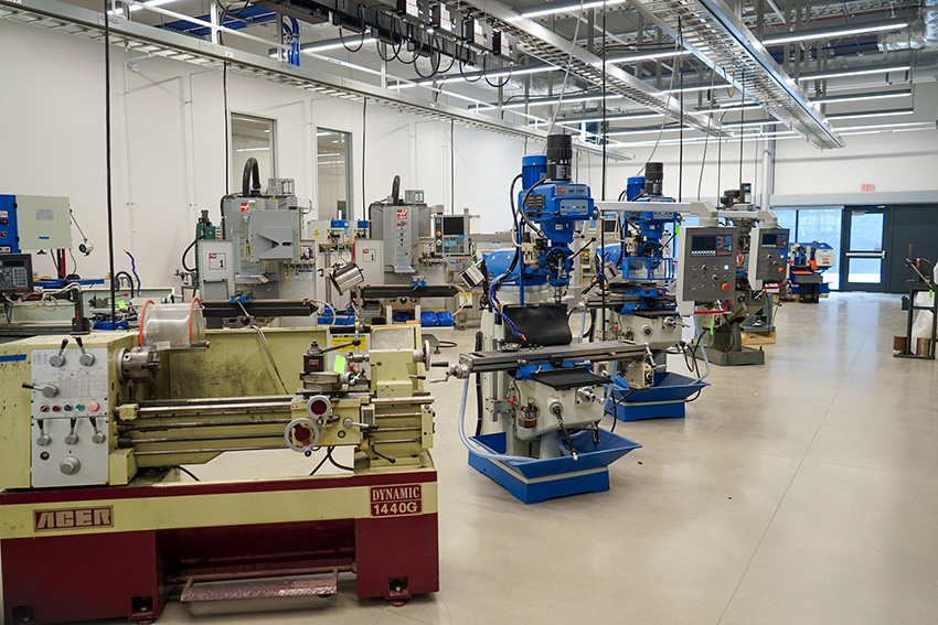 Power equipment and saws in an industrial technology classroom